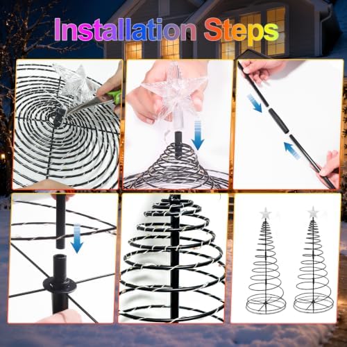 4.36FT 196 LED Smart Spiral Christmas Tree Lights Outdoor with App Control - Image 7