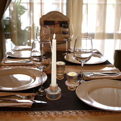 Vixdonos Taper Glass Candlestick Holders Tealight Candle Holders for Table Centerpieces, Wedding Decor and Dinner Party (6 Pcs, Gold) - Image 7