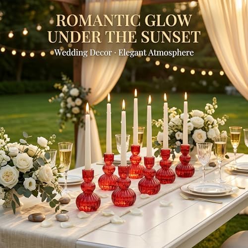 Glass Taper Ribbed Candle Holders Set of 8 - Image 7