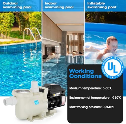 iLiving ILG8PP220-VS Variable Speed In-Ground and Above-Ground Swimming Pool Pump, 2.2HP