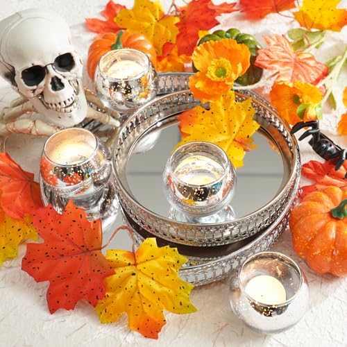 Homemory 12 Pcs Silver Votive Candle Holders, Round Mercury Glass Candle Holder, Tealight Candle Holders for Table Centerpieces, Baby Shower, Anniversary, Wedding, Home Decor, Halloween, Christmas - Image 7