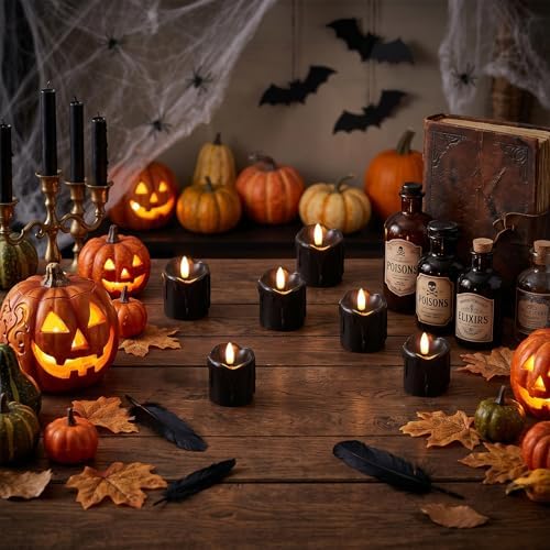 Black Flameless Votive Candles Battery Operated with Remote Timer - Image 7