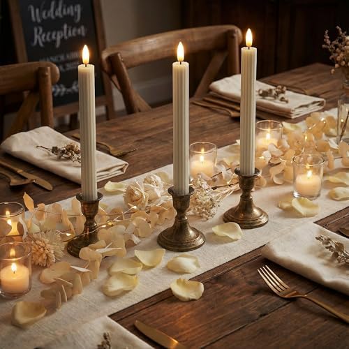 6 Pack, 10" LED Flameless Real Wax Cream Beige Fluted Ribbed Grooved Taper Candles, Remote & 24h Timer Memory, On/Off Button, Dimmable, Flicker Mode, Battery Operated, Wedding - Image 7