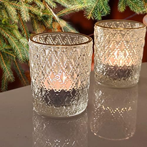 SHMILMH Clear Votive Candle Holders, Glass Tealight Candle Holders Bulk with Rim for Wedding Table Centerpiece Birthday Party Thanksgiving Decor, Set of 12 - Image 6