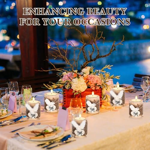 Mtlee 20 Sets Baptism Candle Favors for Guests, White1, Thank You - Image 6