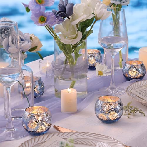 Blue Mercury Glass Votive Candle Holders Set of 12 - Image 6