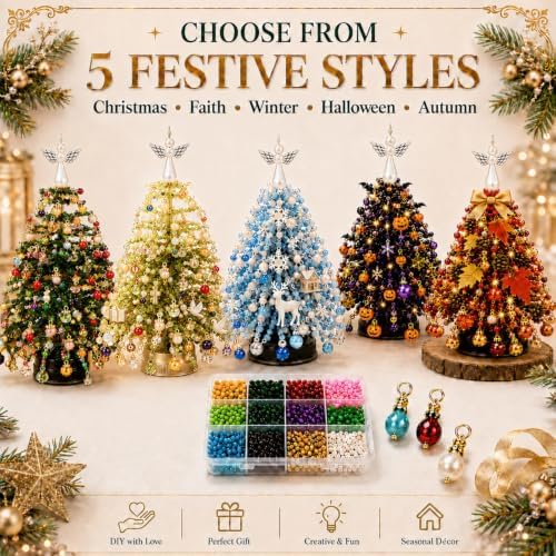2027Upgraded DIY Beaded Christmas Tree Kit,Handmade Mini Desk Xmas Bead Art - Image 6