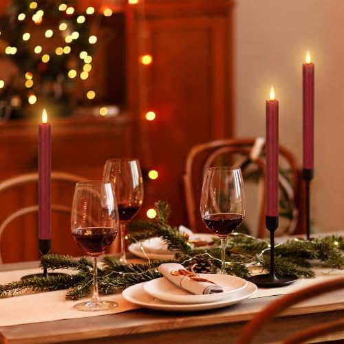 Christmas Red Flameless Taper Candles Flickering with 6H Timer - Image 7