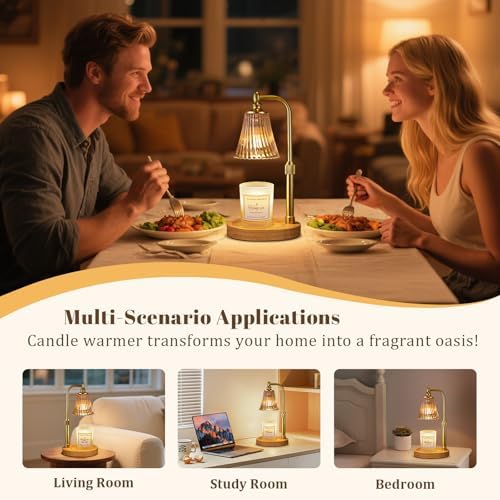 Amber Candle Warmer Lamp with Timer Dimmable,Birthday Gifts for Women Mom,Adjustable Height Wax Melt Warmer for Jar Candles,House Warming Gifts New Home,Ideal for Office,Dorm,Bedroom Home Decor - Image 6