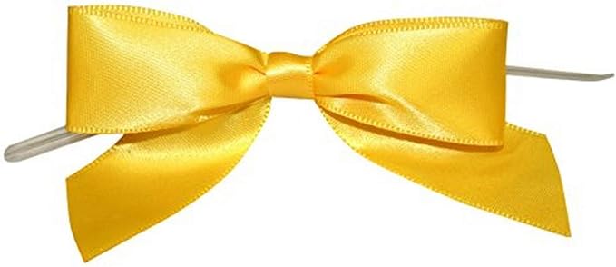 Reliant Ribbon 5170-07905-3X2 Satin Twist Tie Bows - Large Bows, 7/8 Inch X 100 Pieces, Yellow