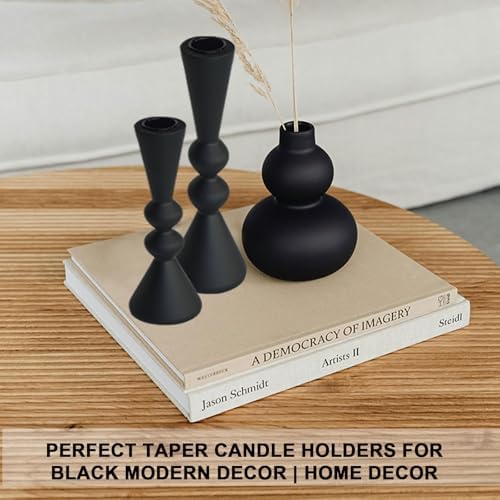 Candle Holder Black Candlestick Holders,Taper Candle Holders Set of 2- Candle Sticks Holder Decor for Home,Small Modern Wood Candle Stick Candle Holder for Candlesticks(7.5"/6" H) - Image 6