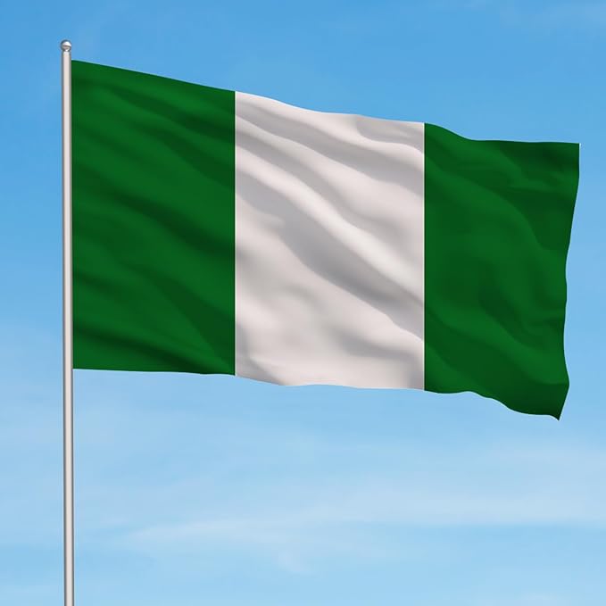 AhfuLife Nigeria Flag 3x5 Ft, Large Nigeria National Flags for Outside - Double Side with Brass Eyelets for World Cup Party Decorations, Bar Garden Street Decoration Indoor Outdoor