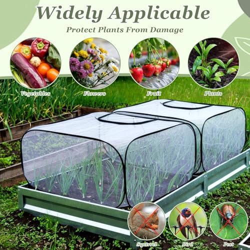2 Pack Raised Garden Bed Foldable Clear PVC Greenhouse Covers 39"x39"x20" - Image 6