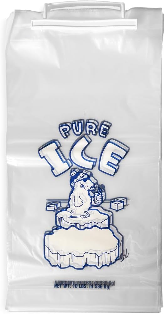 Ice Bags 10 lb, 1000 Count – Wicketed with Twist Ties – Bulk Ice Bags for Ice Machines & Commercial Use – Fits Ice Bagger Machines – Plastic Wicket – By Interplas