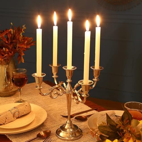 Rely+ 5 Arm Candelabra Taper Candle Holders Decorations Indoor Kitchen Décor Table Candles Candlestick Candelabra Centerpiece (Silver) - Image 6