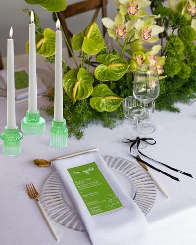 Vixdonos Colorful Glass Candlestick Holders Tealight Candle Holder Set for Table Centerpieces, Wedding Decor and Dinner Party (3 Pcs, Green White Gradient) - Image 7