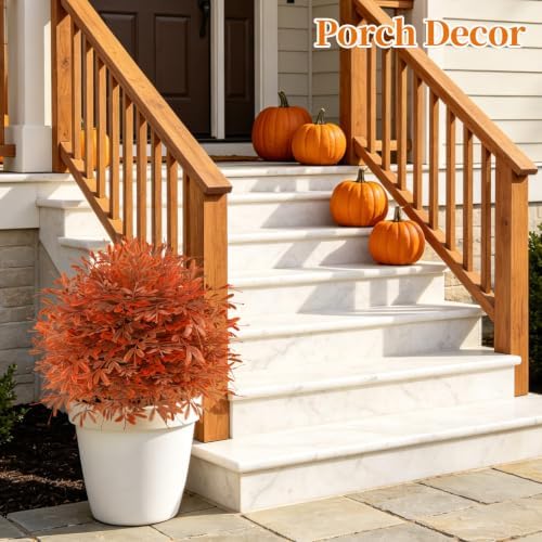 2 Pack Fall Artificial Cedar Topiary Balls with Ground Spike - Image 7