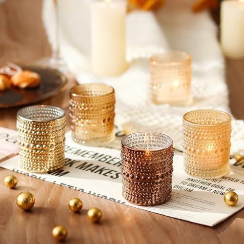 WDHODEC Gold Candle Holders 12 PCS, Glass Votive Tealight Candle Holders for Fall Thanksgiving Christmas Table Centerpiece Wedding Decorations - Image 7
