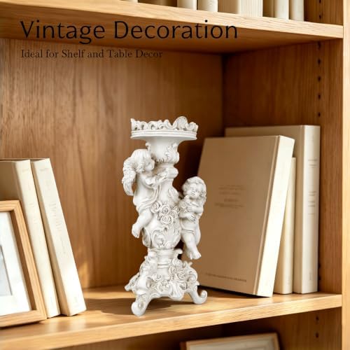 Vintage Off White Cherub Candle Holder Resin Figurine Angels Decor - Image 6