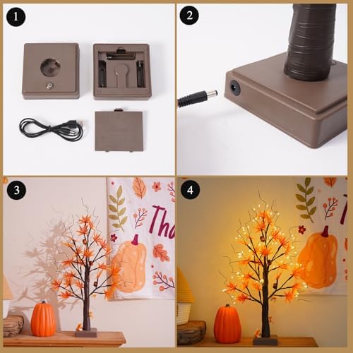 PXBJIUYA Artificial Fall Lighted Maple Tree 72 LED Thanksgiving Decorations - Image 6