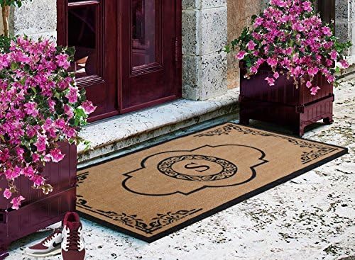 A1 Home Collections First Impression Hand Crafted Abrilina Entry Coir Monogrammed Double Doormat, 72" L x 36" W, X-Large