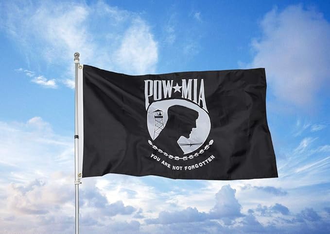 Homissor Pow Mia Flag Embroidered 2x3 Outdoor - Heavy Duty Double Sided You are Not Forgotten War Flags 300D Nylon Military Pow Flags for Outside (2x3ft)