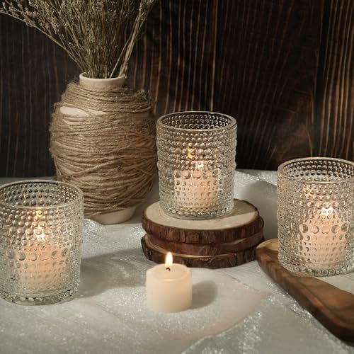 6 Pack Large Votive Candle Holders 2.7 * 3.5in, Clear DIY Wax Tea Light Candle Holder for Votives, Tealights & Pillar, Glass Candle Holders for Table Centerpiece Wedding - Image 6