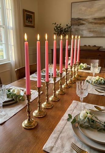 6 PK 10" Classic Taper Candles, Pink, 7-8 Hours Long Burning, Unscented Tall Candlesticks - Image 7