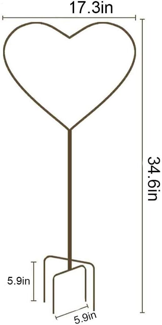 2 Pack 34Inch Garden Trellis for Climbing Plants, Meatal Heart Shape Plant Support Decorative Plant Trellis Potted Vines Vegetables Flowers Rose Jasmine Pea Clematis Ivy Cucumbers