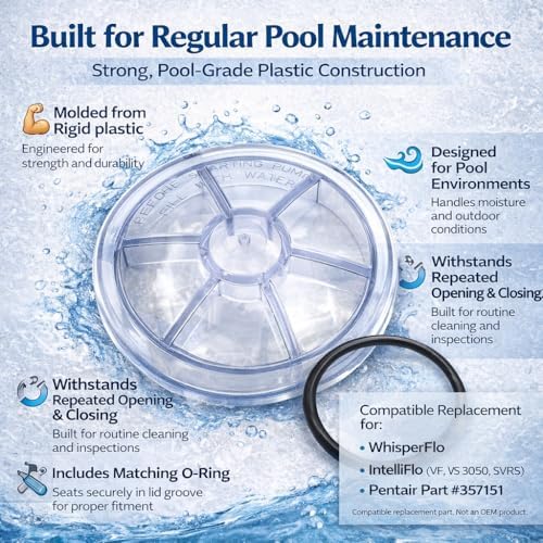 357151 Clear Pump Lid with O-Ring – Compatible Replacement for WhisperFlo & IntelliFlo Pool Pumps – See-Through Strainer Cover