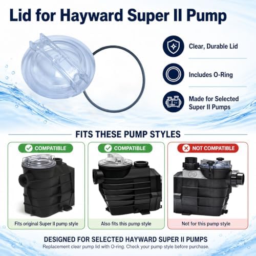 SPX3100D Pool Pump Lid with O-Ring, Replacement Strainer Cover | Fits Selected Hayward Super II Pool Pumps, Threaded Strainer Cover Replacement, Pool Pump Cover Kit