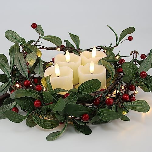 Rhytsing 2" Ivory Flameless Votive Candles Real Wax Dripping Design, LED Faux Battery Operated Tealight Candles with Timer for Christmas Wreath - Set of 4 - Image 6