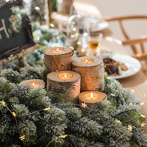 Christmas Birch Tealight Holder Real Birch Log Candle Holders Wooden Tealight Candleholder Succulent Plant Holder for Home Party Fireplace Decoration (Pack of 4 Same Height 2.36"x2.36") - Image 6