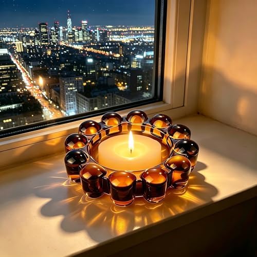 khtumeware Amber Bubble Glass Candle Dish – Modern Clear Glass Candle Holder for Tealights & Diffusers, Decorative Tray for Home & Tabletop Decor(1 Pack) - Image 5
