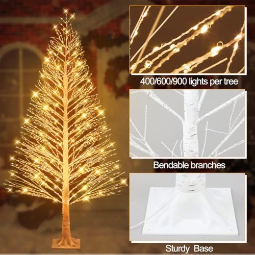 3 Pack 3ft/4ft/5ft-400led/600led/900led Christmas Lighted Birch Tree - Image 6