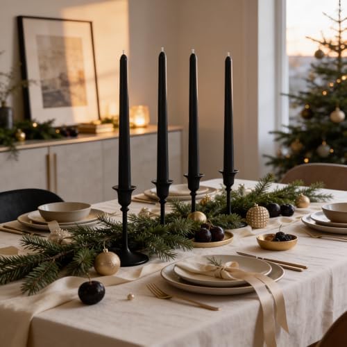 Viyffo Taper Candles, 10 Inch, 12 Pack, Velvet Matt Black – Unscented - Image 7