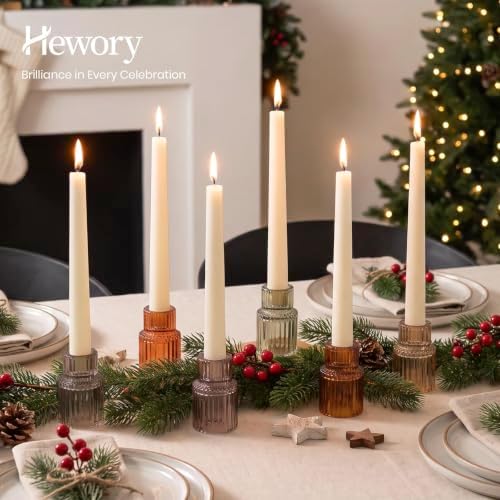 Hewory 12PCS Vintage Color Glass Taper Candle Holders for Table Centerpiece - Image 6