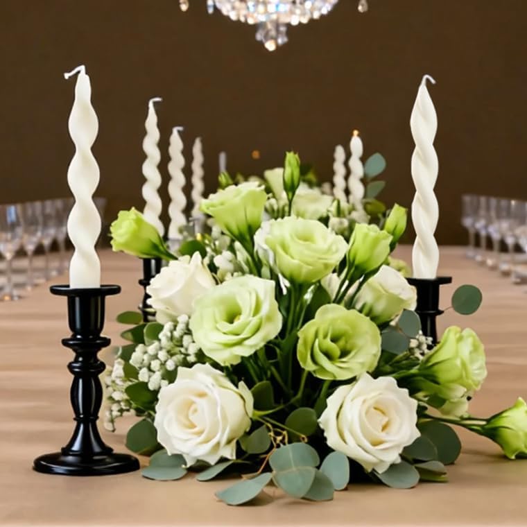 White Spiral Taper Candles 7.47 Inch, 4 Pack White Twisted Candlesticks, Perfect for Wedding Centerpieces, Holiday Dinners, Valentine's & Farmhouse Home Decor, Unscented Smokeless - Image 6