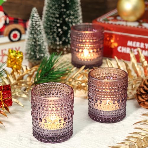 SUPMIND 24pcs Purple Glass Votive Candle Holders Bulk for Wedding - Image 6