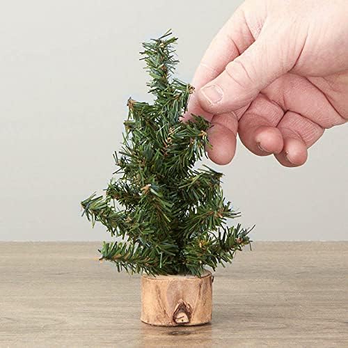 6 Mini Canadian Pine Trees – 6" Artificial Christmas Trees with Wood Bases - Image 4