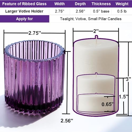 VOHO 6pcs Purple Votive Candle Holders for Table Centerpiece Halloween Deco - Image 7