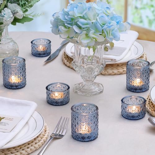 36 Pack Blue Tealight Candle Holders, Glass Votive Candle Holders - Image 6