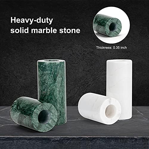 Candle Holders True Natural Marble Wick 0.35" Thick Set of 2 Decorative Candlestick Holder for Christmas Birthday Party Dinning for 3/4 inch Candles Color White (ZT004) - Image 6