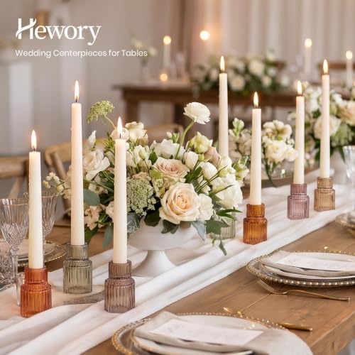 Hewory 24PCS Vintage Color Glass Taper Candle Holders for Table Centerpiece - Image 6