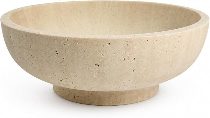 LIN CHUAN Large Decorative Bowl, Fruit Bowl for Kitchen Counter, Modern Resin Bowl for Home Decor, Key Holder for Entry Table, Travertine Yellow