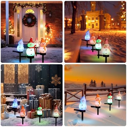 Outdoor Christmas Decorations 2025-Christmas Light Stakes for Yard-Snowman Solar Lights-Snowman Christmas Ornaments for Yard Garden Lawn Landscape Patio Walkway Decor - Image 7