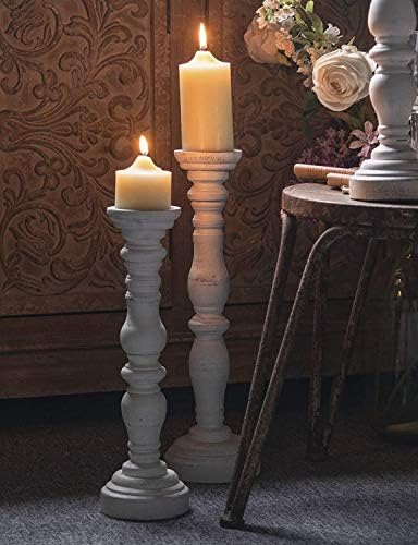 SOFE Farmhouse Wooden Pillar Candle Holders, 16" Tall Handmade Distressed - Image 6