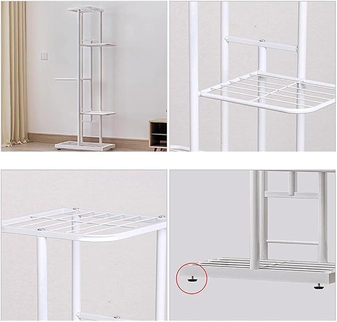 MTB Garden 5 Tier Metal Plant Stand for Indoor Outdoor Flower Pot Display Planter Shelf, White