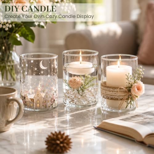 UPBUD 5 Inch Glass Cylinder Vases for Centerpieces, Floating Candle Vases - Image 7