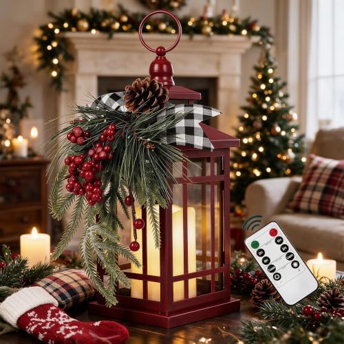 Metal Christmas Vintage Candle Lanterns with Remote Control and Led Light - Image 6
